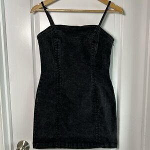Garage Denim Black Bodycon Spaghetti Strap Mini Denim Dress Bratz Core Y2K Style